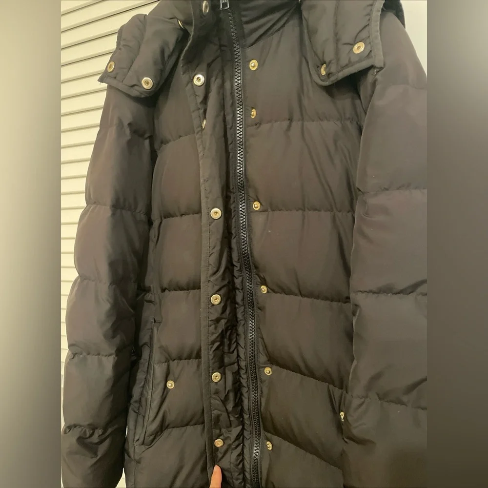 Jcrew long down puffer jacket black hooded - Picture 6 of 8